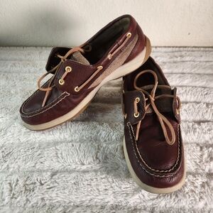 Sperry Top Sider Women 2 Eye STS90313 Size 9M Brown Slip On Loafer Boat Shoe